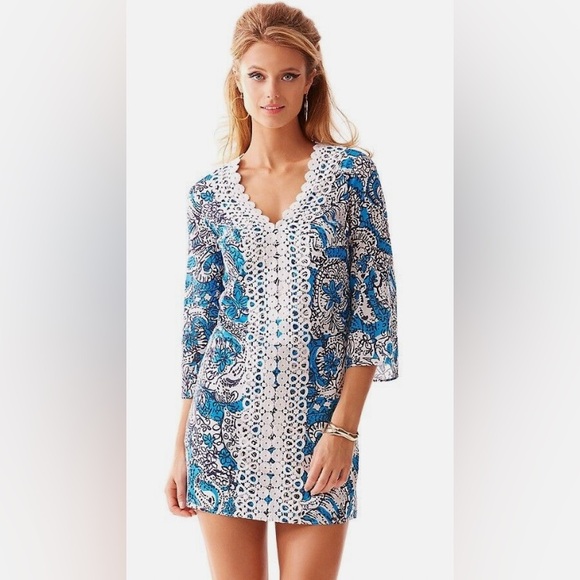 Lilly Pulitzer Dresses & Skirts - Lilly Pulitzer Brooke Tunic‎ Dress XS Extra Small Ariel Blue Hippy Hippy Shake